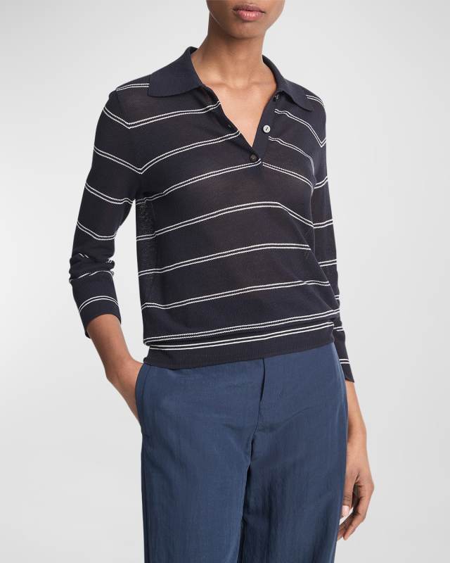 Striped Pique Cotton Polo