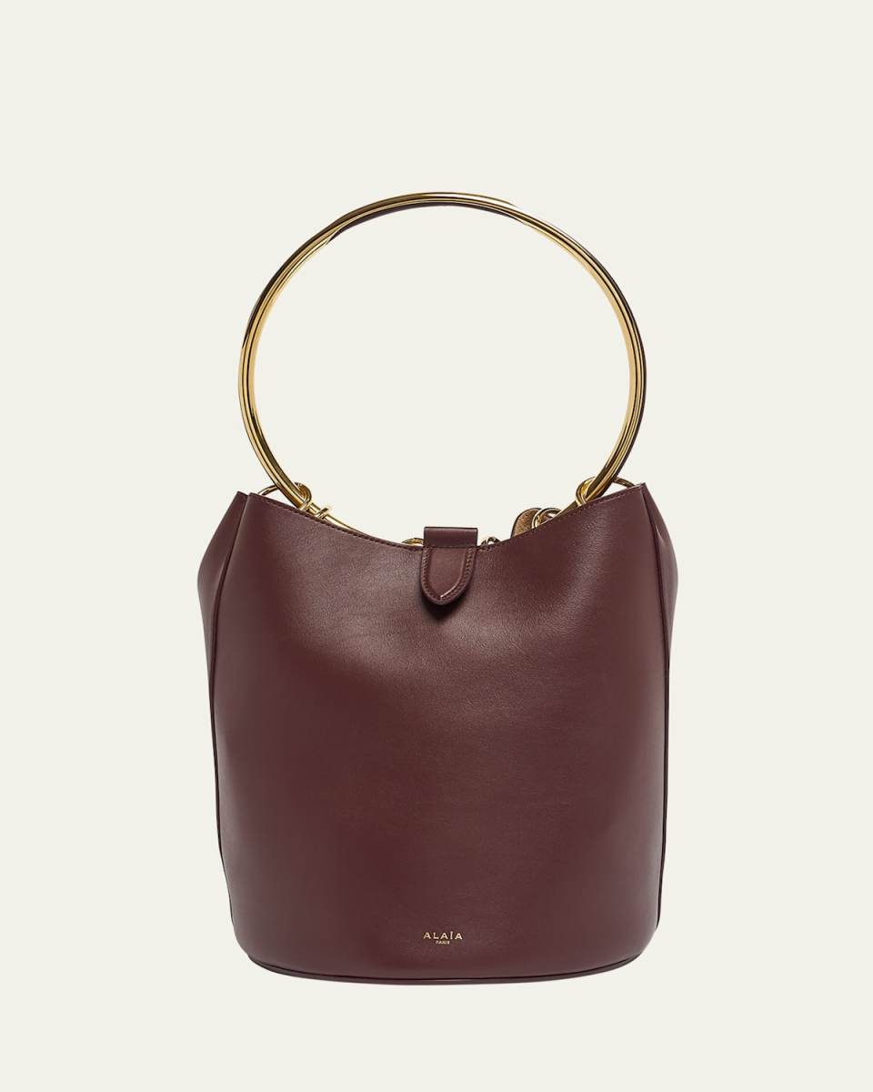 Large Ring Bucket Bag in Leather