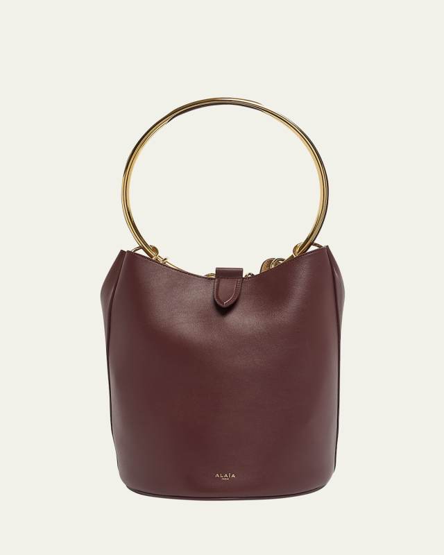 Large Ring Bucket Bag in Leather