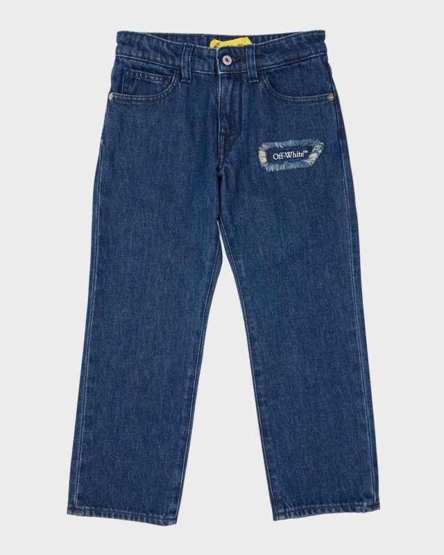 Boy's Bookish Logo Patch Jeans, Size