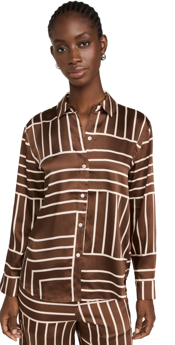RAILS Elias Blouse Brown Line Art