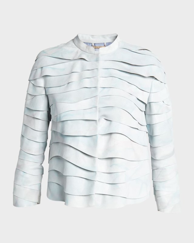 Layered Ombre Suede Leather Jacket
