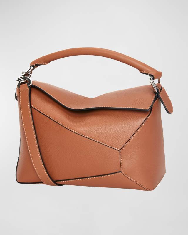 Puzzle Edge Small Top-Handle Bag in Leather