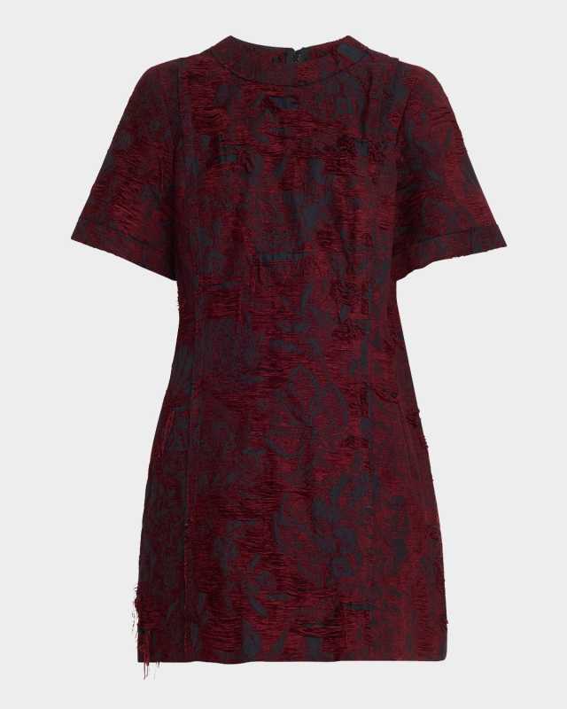Chenille Jacquard Mini Shift Dress