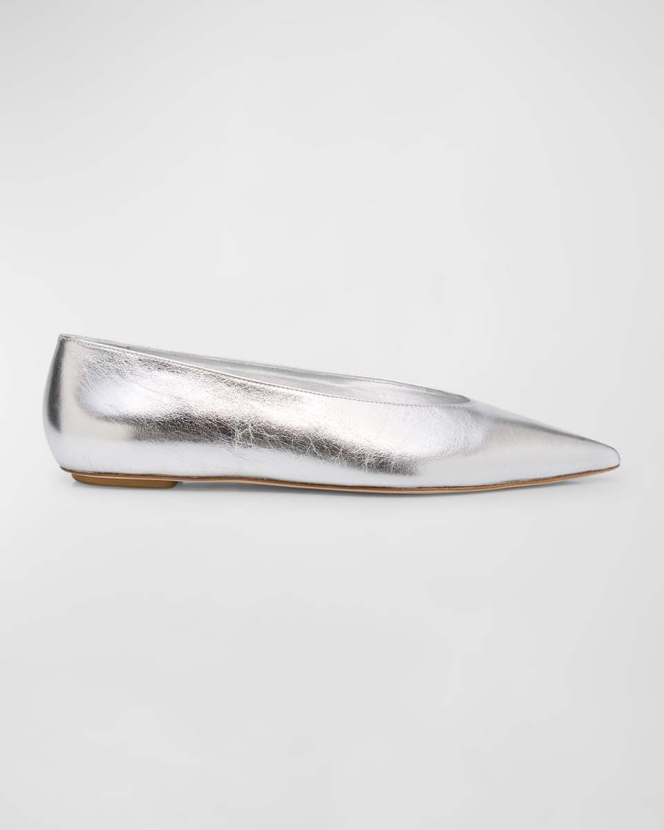 Lina Metallic Point-Toe Ballerina Flats