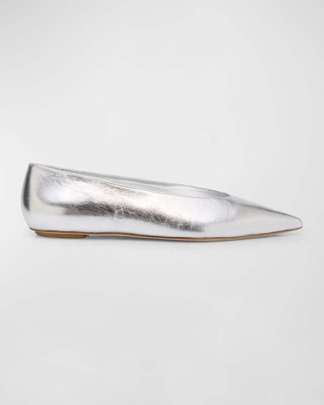 Lina Metallic Point-Toe Ballerina Flats
