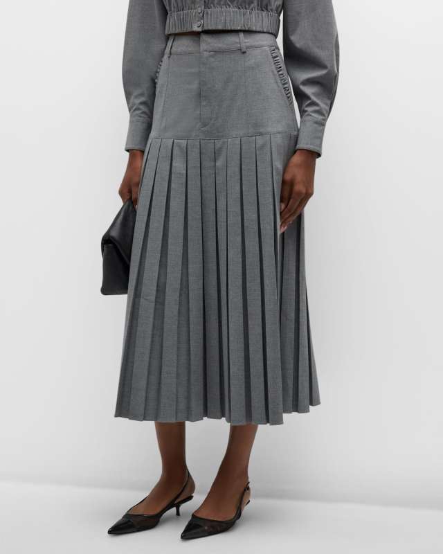 Bane Pleated Midi Skirt