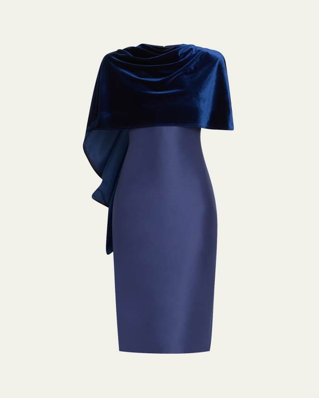 Velvet Wrap Midi Sheath Dress