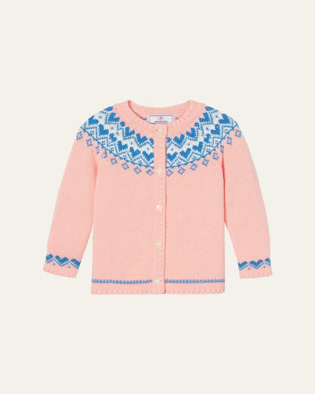 Girl's Sage Fair Isle Cardigan, Size 2-14
