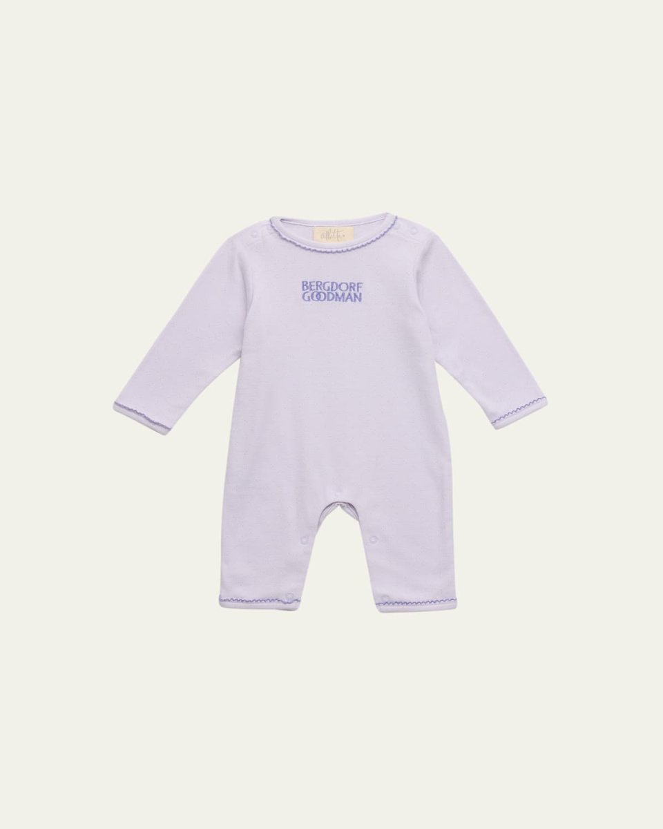 Kid's Embroidered Cotton Pointelle Playsuit, Size 0