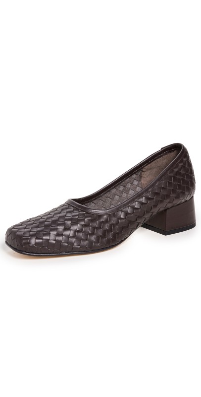 Freda Salvador Jayla Woven Ballet Heels Espresso Closed Woven Calf