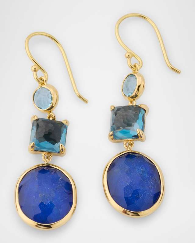 Rock Candy 3-Stone Drop Mare Earrings in 18K Gold
