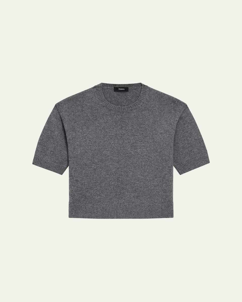 Cashmere Cropped Short-Sleeve T-Shirt