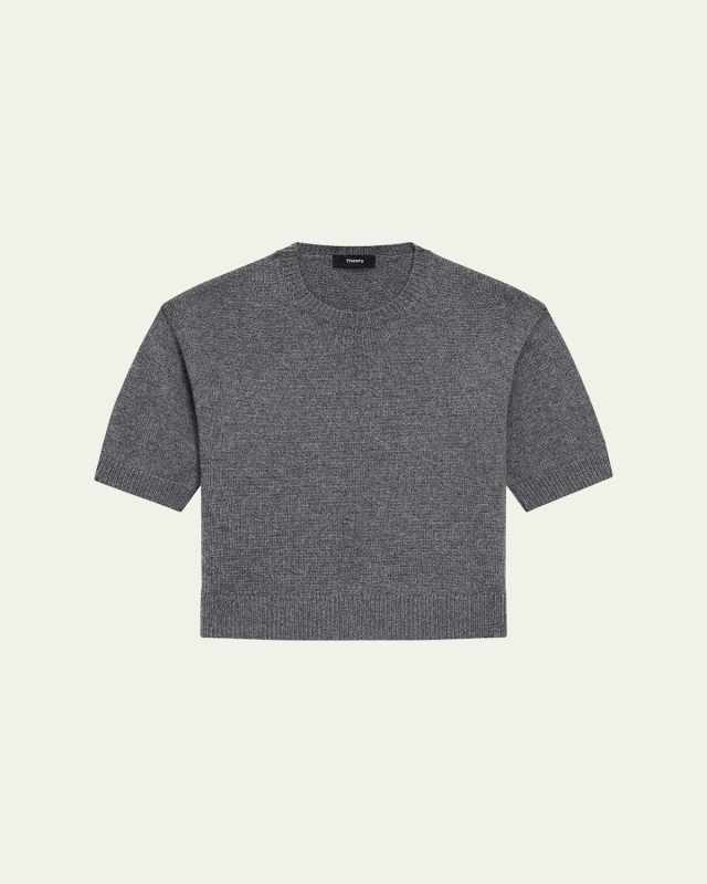 Cashmere Cropped Short-Sleeve T-Shirt