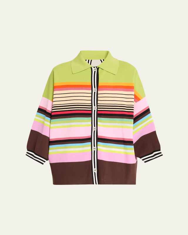 Striped Oversized Convertible Polo Sweater
