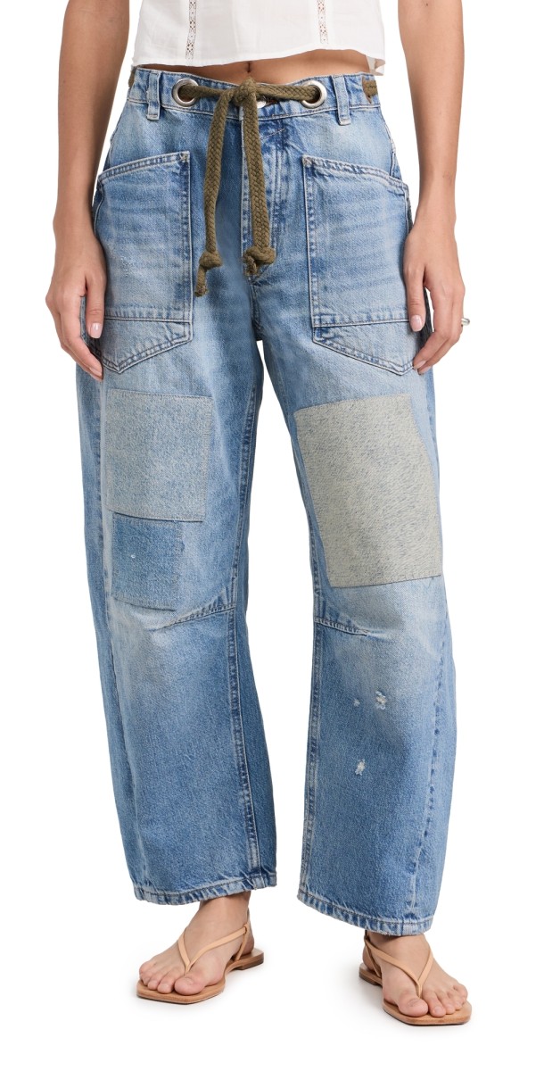 Free People Moxie Pull-On Barrel Jeans Truest Blue