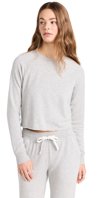 Splits59 Warm Up Crop Fleece Sweatshirt Heather Grey