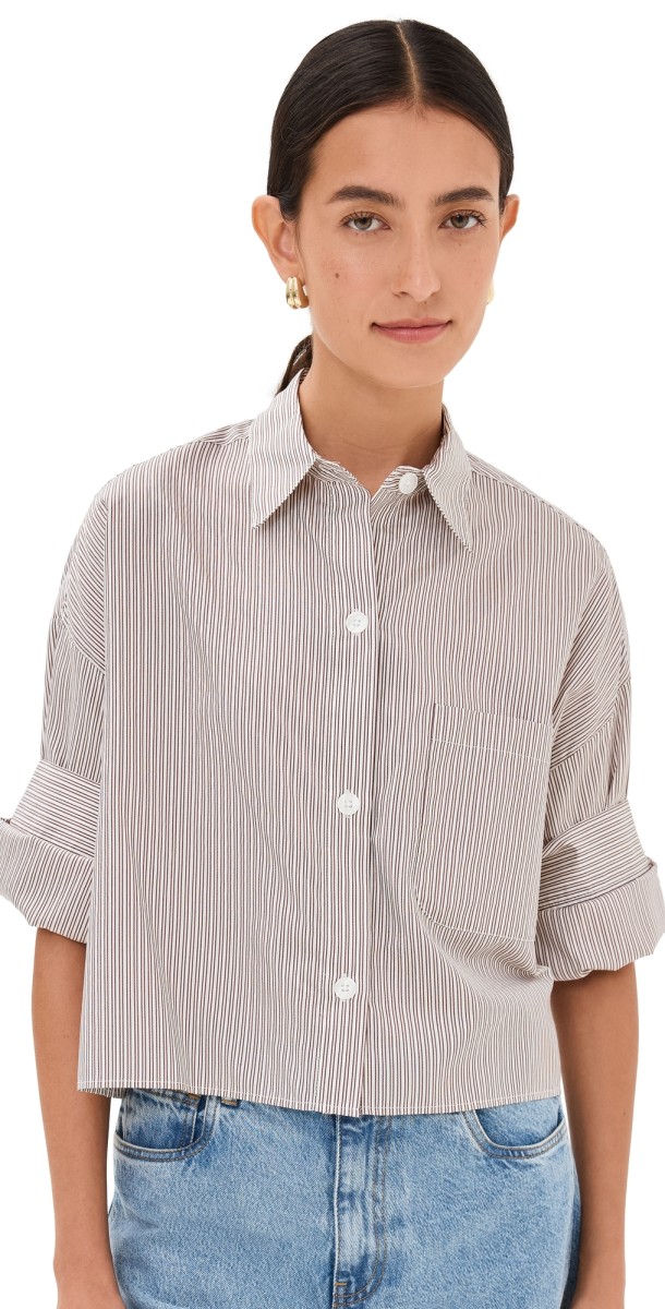 TWP Next Ex Button Down Shirt Ivory/Fudge/Gold