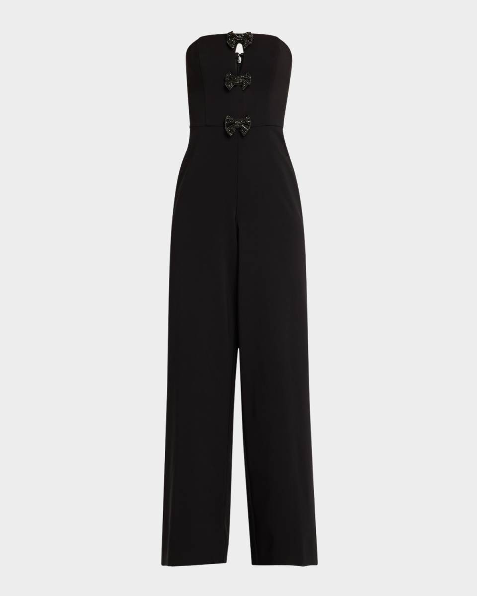 Strapless Bow-Embellished Crepe Jumpsuit