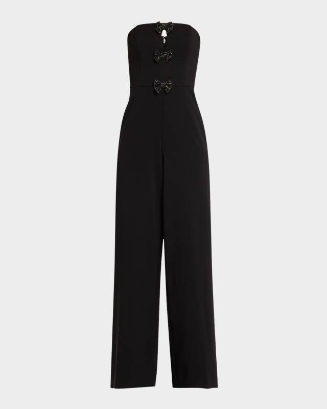 Strapless Bow-Embellished Crepe Jumpsuit