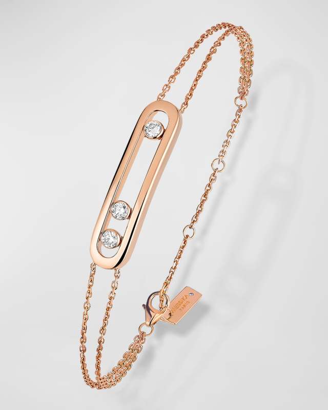 Move Pave 18K Rose Gold Diamond Two-Strand Chain Bracelet