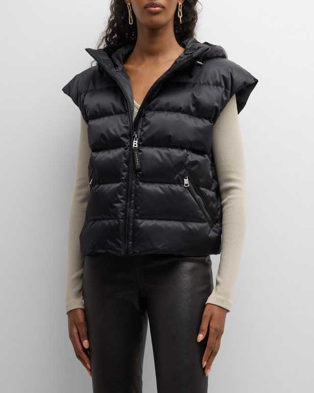 Vreni Hooded Puffer Vest with Logo Embroidery