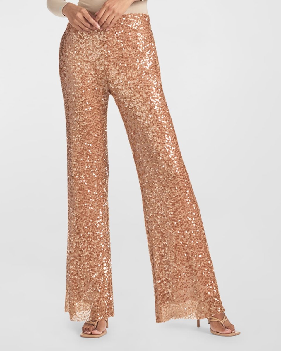 Bri High-Rise Straight-Leg Sequin Pants