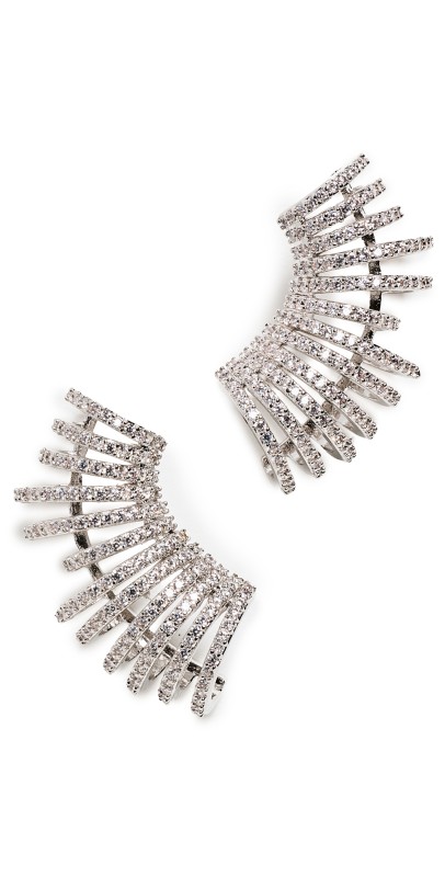 By Adina Eden Pave Fancy Cage Stud Earrings Silver
