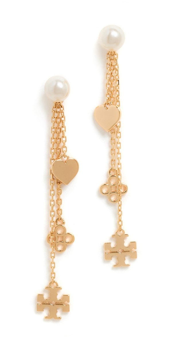 Tory Burch Linear Kira Earrings Tory Gold/Cream