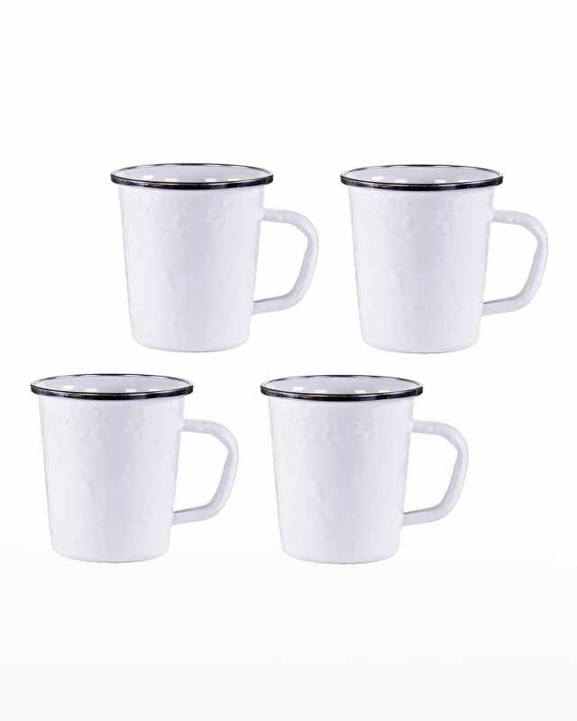Solid White Latte Mugs, Set of 4