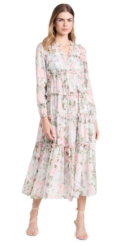 Needle & Thread Rose Powder Chiffon Gown Moonshine