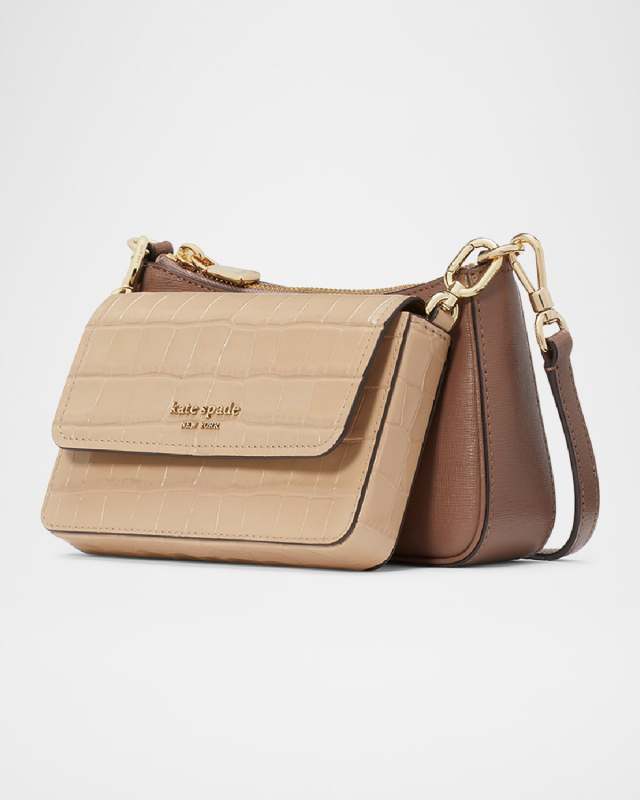 double flap leather crossbody bag