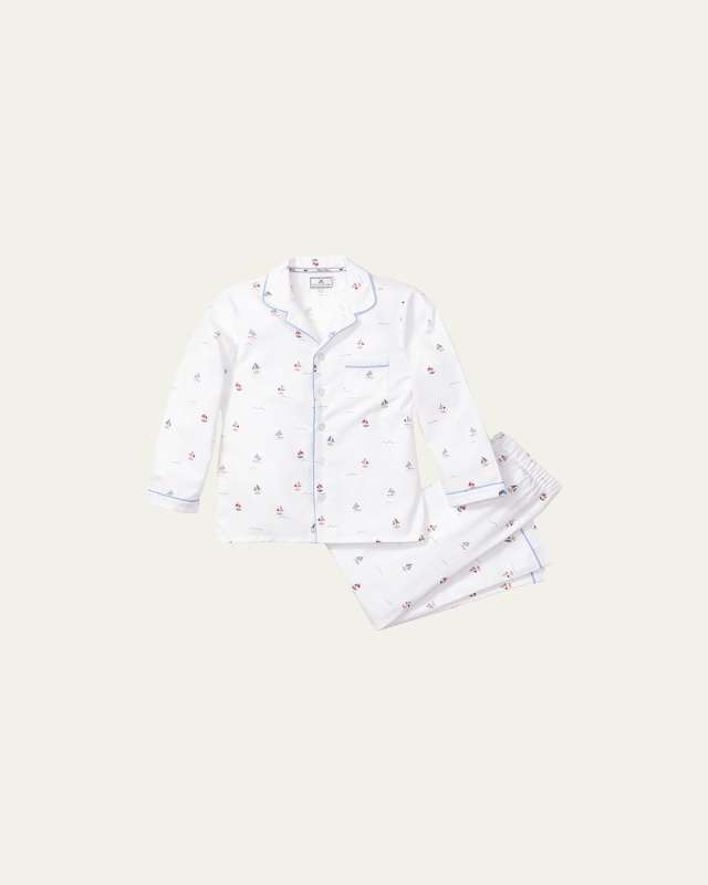 Kid's Palmier Bateau 2-Piece Pajama Set, Size 6-14