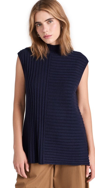 Closed Vest with Slits Dark Night