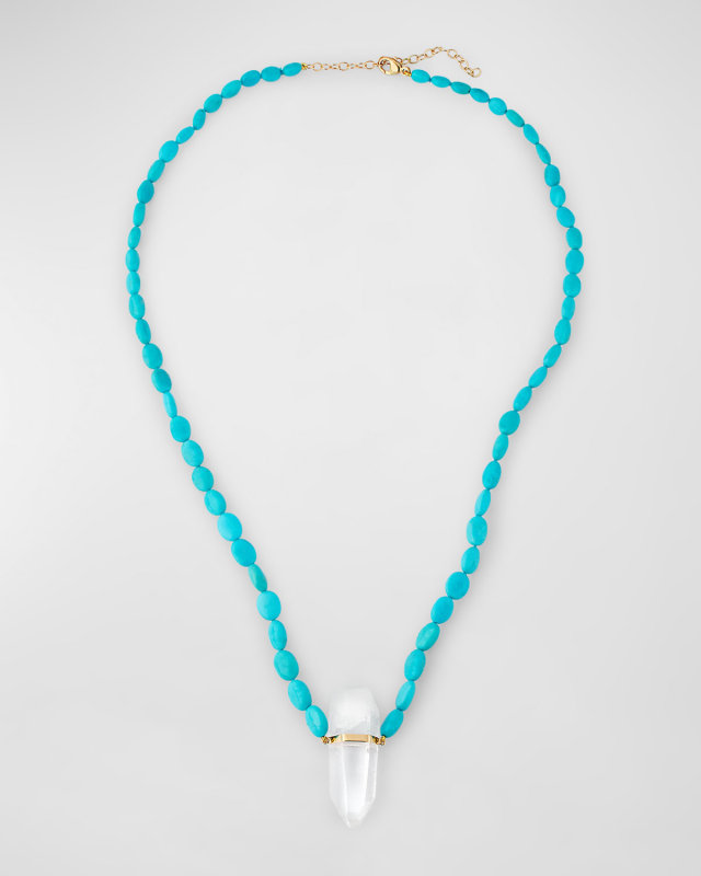 Turquoise Nugget and Crystal Quartz Charm Necklace