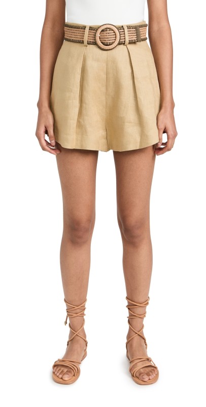 Zimmermann August Tuck Shorts Khaki