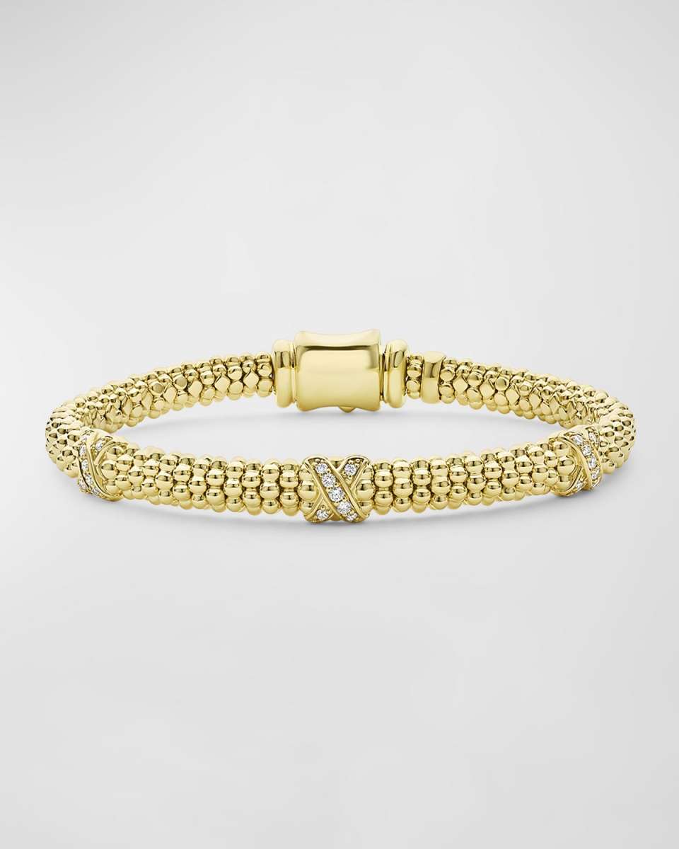 18K Embrace Diamond Triple X 6mm Rope Bracelet, Size 7"L