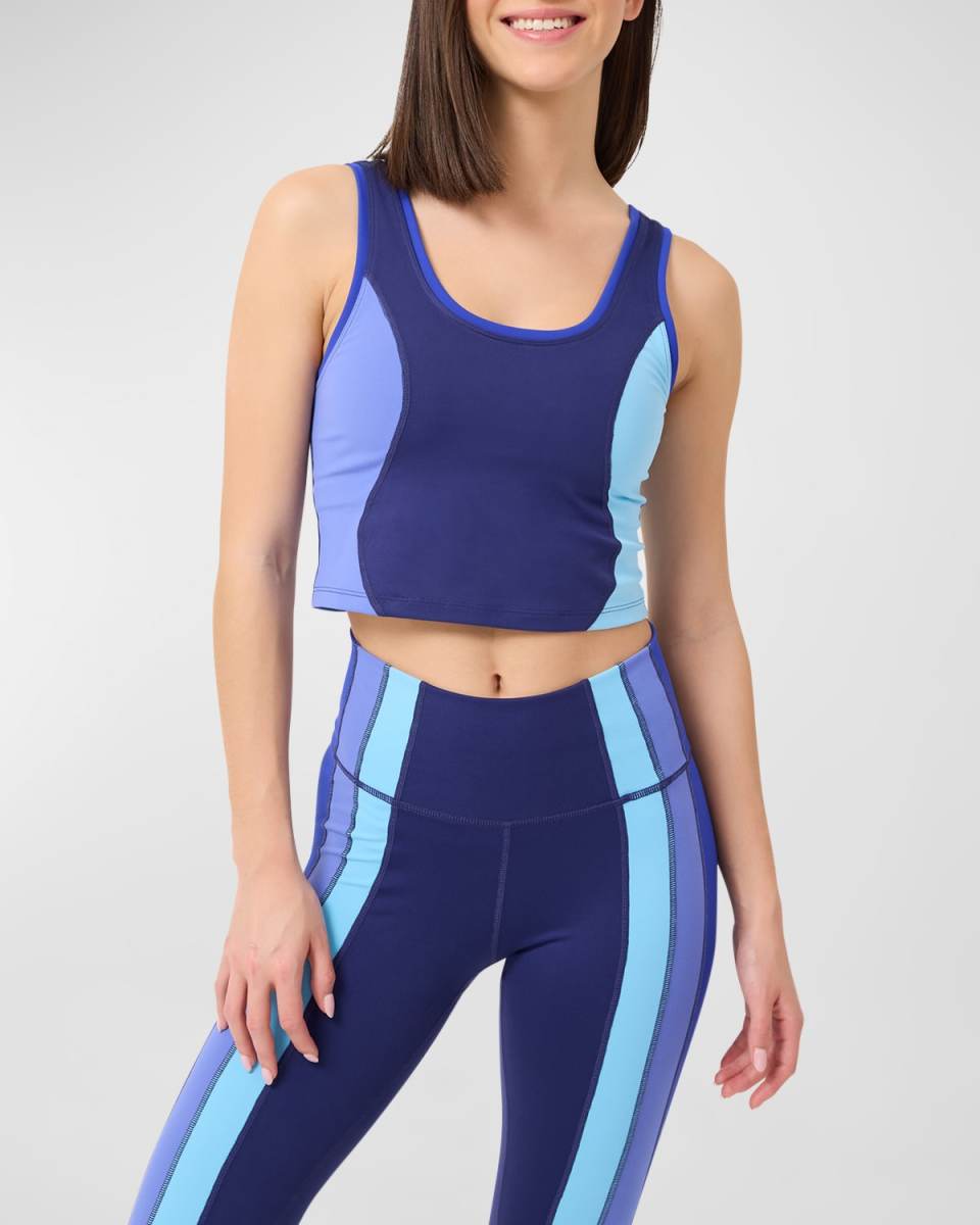 TLC Princess Seam Colorblock Crop Top in Blues