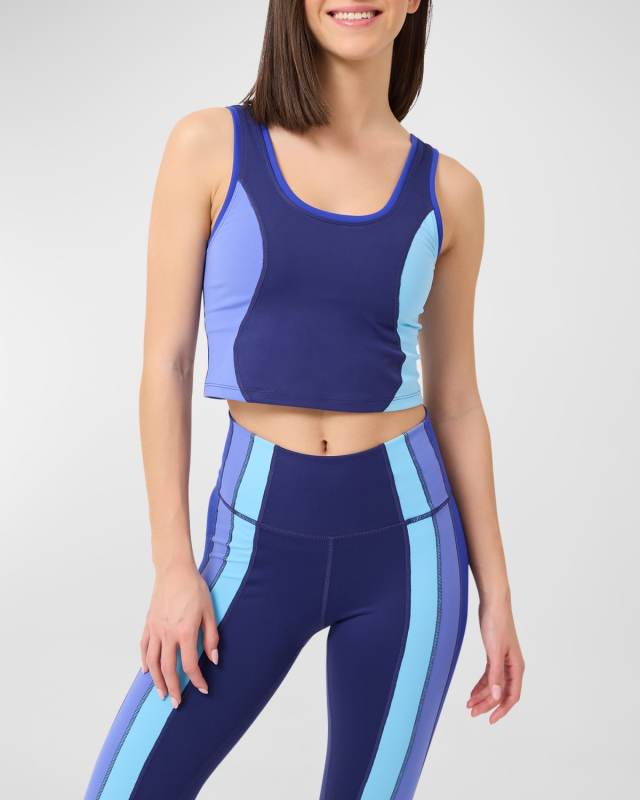TLC Princess Seam Colorblock Crop Top in Blues