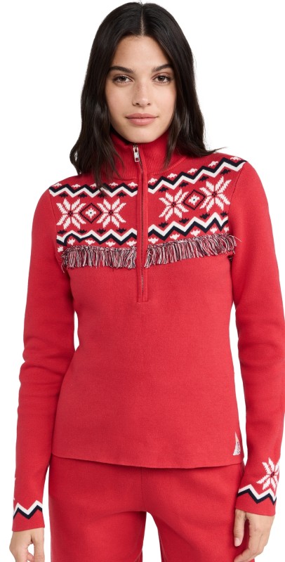 The Upside Keystone Blanche Half Zip Sweatshirt Red