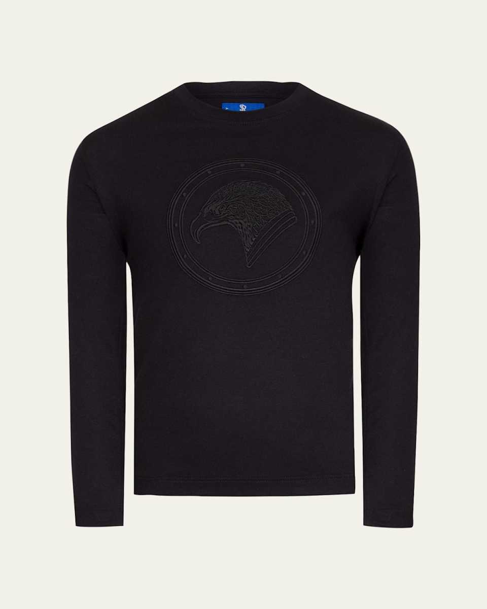 Boy's Tonal Logo Embroidered Long-Sleeve T-Shirt, Size 4-14