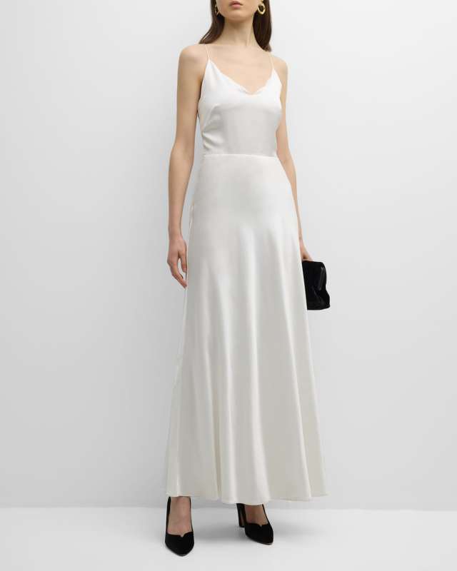 x Atelier Jolie Silk Scalloped Slip Dress