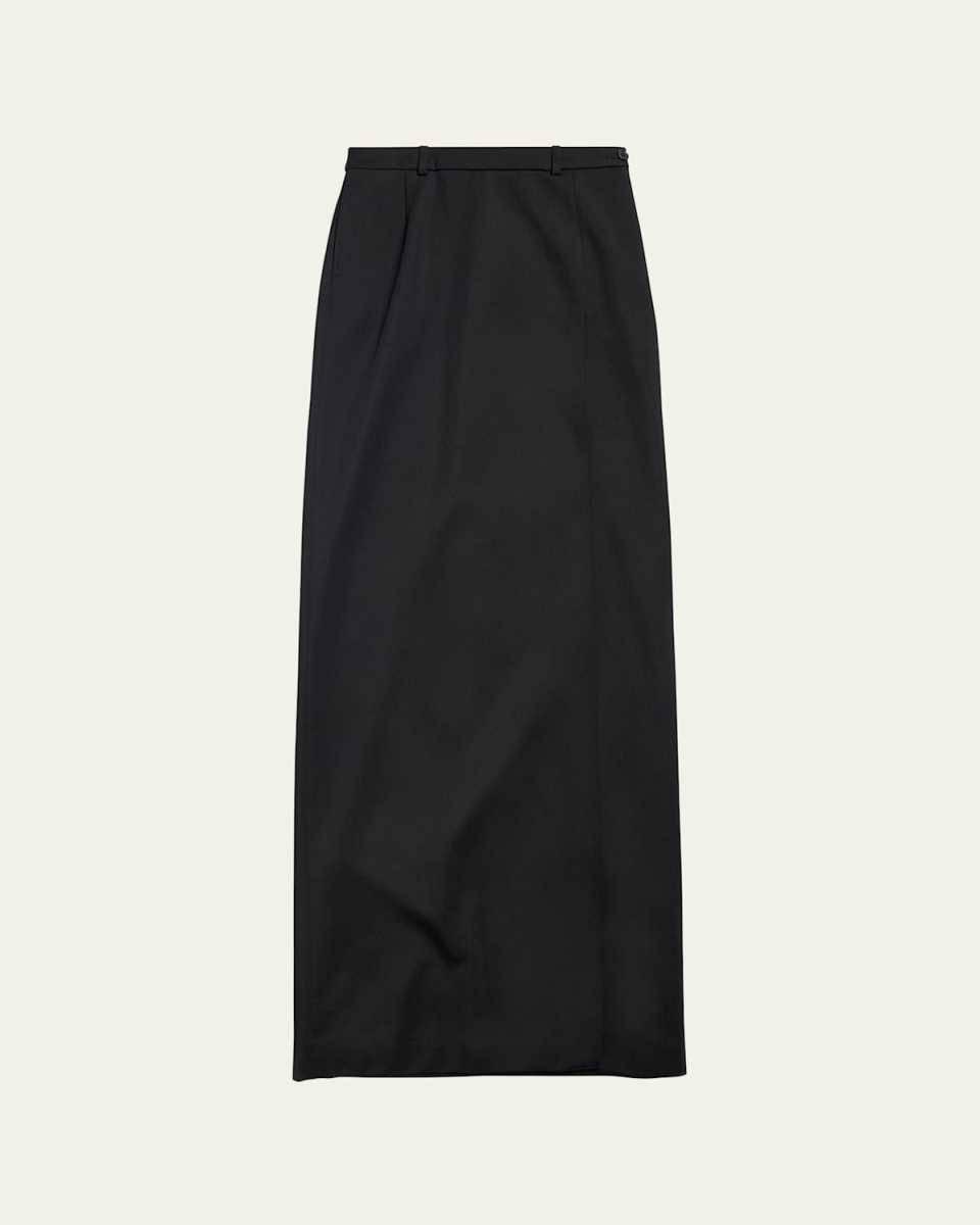 Slit Tailored Wool Skirt