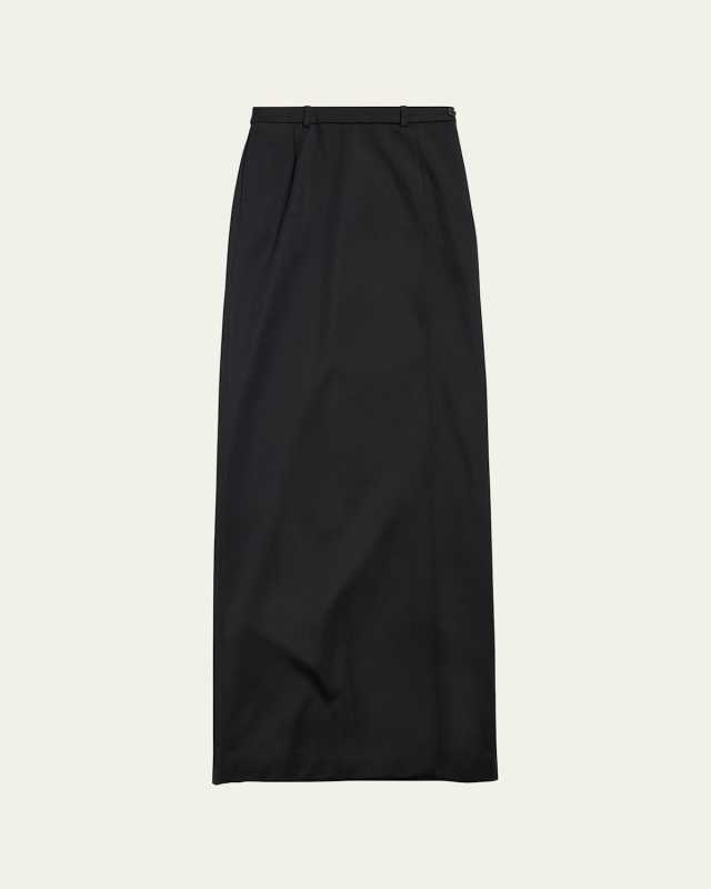 Slit Tailored Wool Skirt