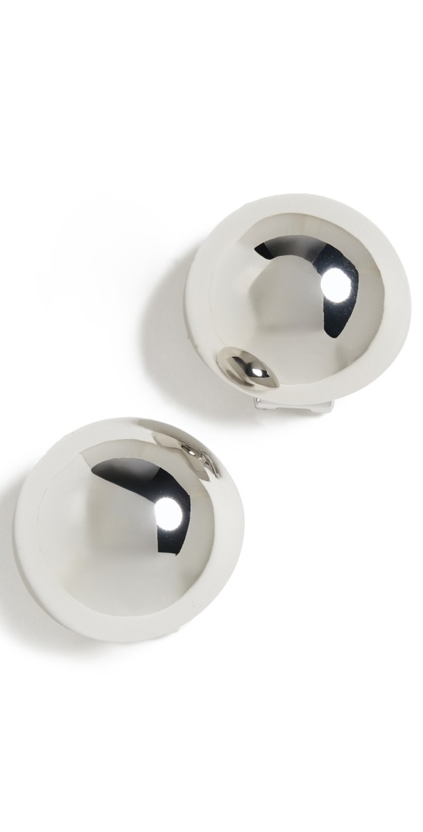 Lele Sadoughi Dome Button Earrings Silver