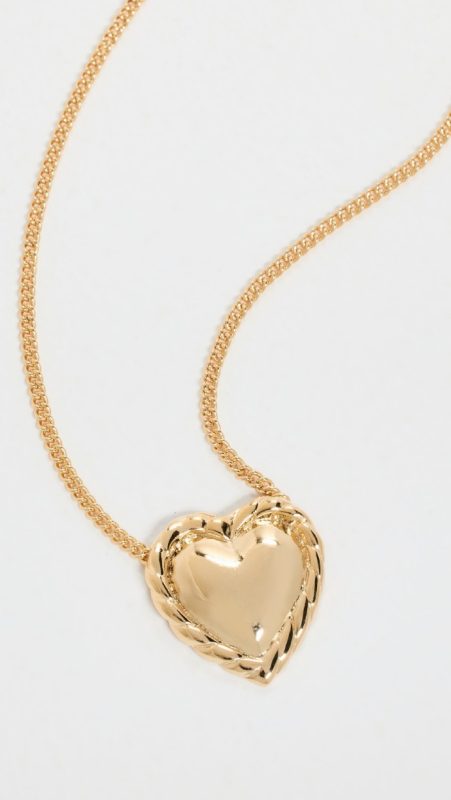 Kenneth Jay Lane Gold Chain with Heart Pendant Necklace Gold