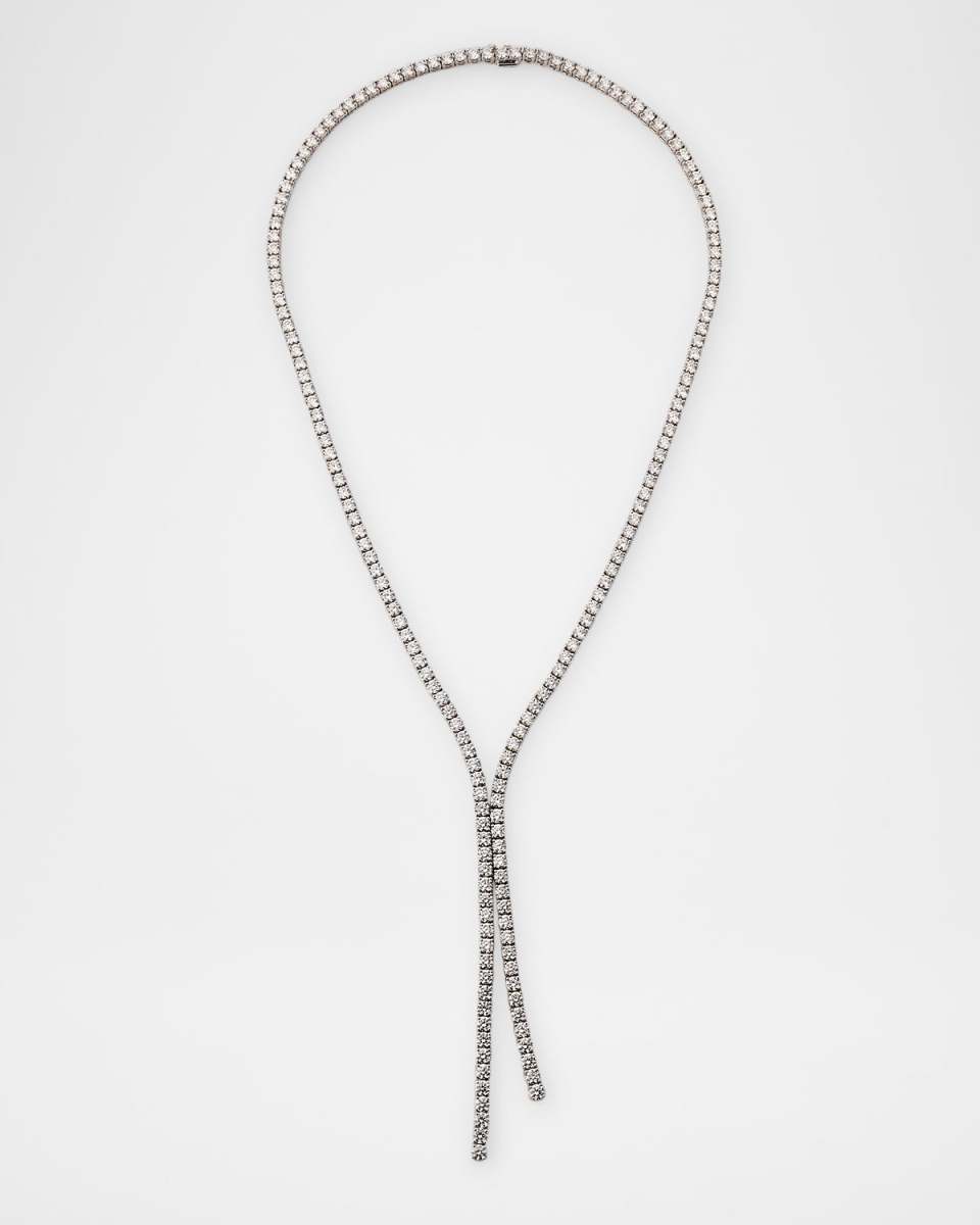18K Yellow Gold Diamond Y Necklace