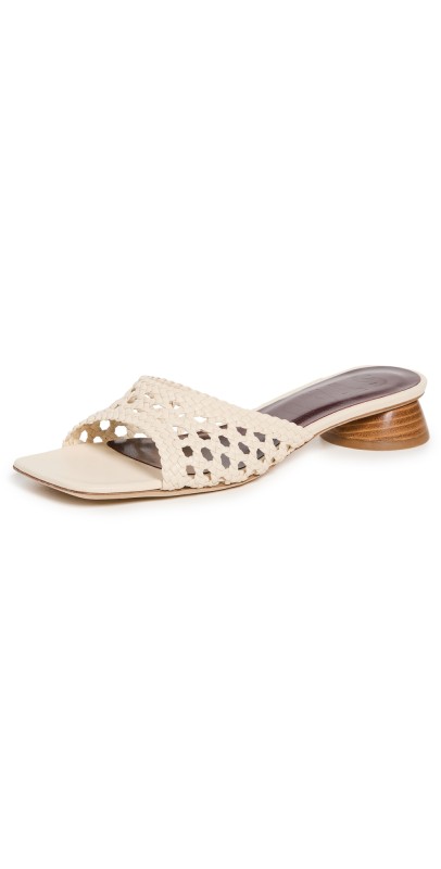 STAUD Simone Crochet Heels Cream
