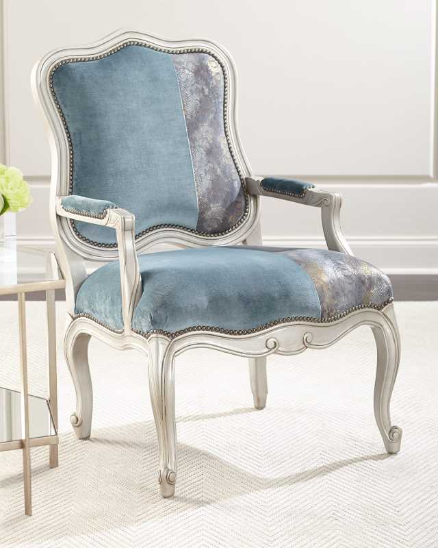 Lyle Velvet & Leather Bergere Chair