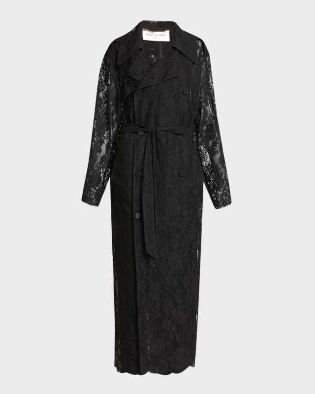 Belted Lace Trench Coat